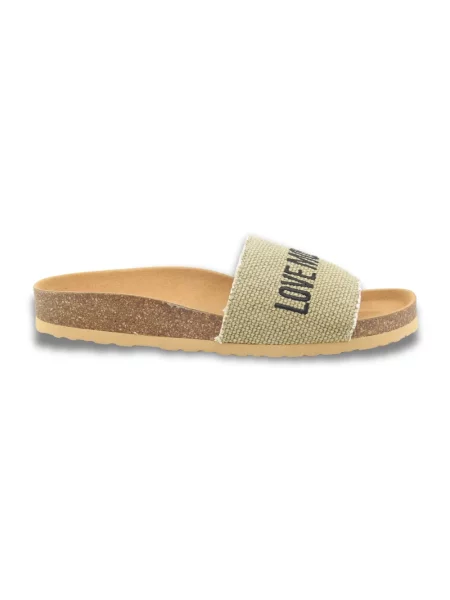 Klapki Love Moschino z logo beżowe