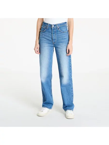 Дънки Levi's RIBCAGE FULL LENGTH с висока талия синьо