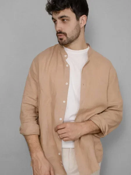 Льняная рубашка Andreas Moskin бежевая