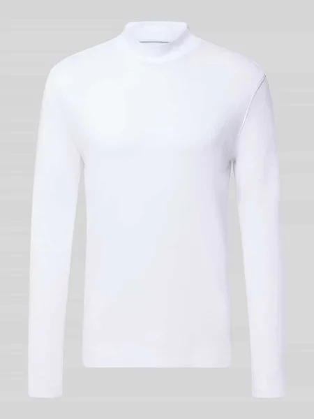 Longsleeve o kroju regular fit z czystej bawełny ze stójką Christian Berg Men biała