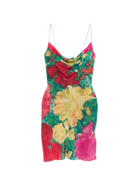 Sukienka mini Balmain w kwiatki z nadrukiem garniturowa zielona