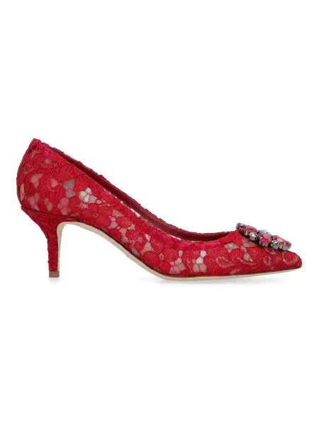 Czółenka Dolce And Gabbana koronkowa czerwona