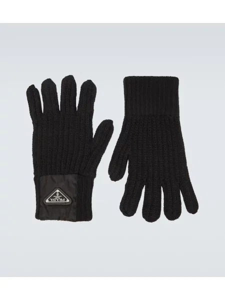 Volnene rokavice Prada črna