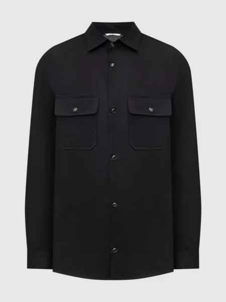 Сорочка з вовни та шовку Marco Pescarolo чорна