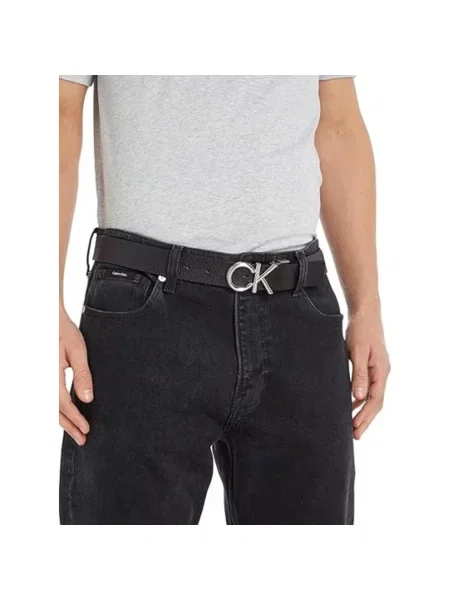 Pasek Calvin Klein z logo dwustronny czarny