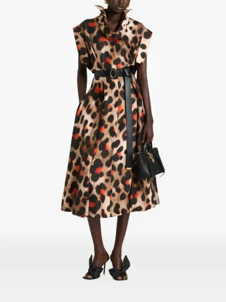 Gulerat rochie tip cămașă Givenchy de mătase cu model leopard