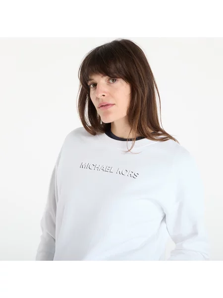 Суитшърт Michael Kors Mk Shdw Embssed Logo Crew White M бяло