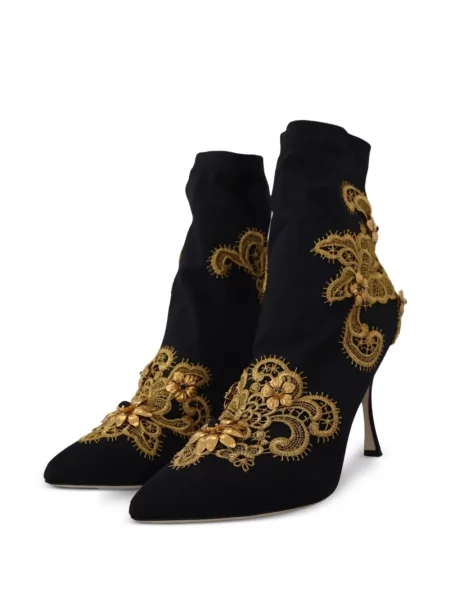 Buty do kostki Dolce And Gabbana z naszywkami koronkowe czarne