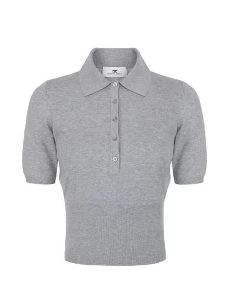 Tricou polo Elisabetta Franchi tricotate gri