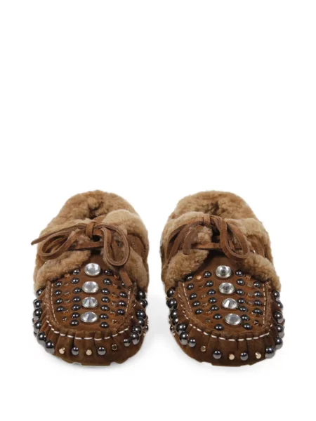 Loafers Strategia Shoes με καρφιά από δέρμα προβάτου καφέ