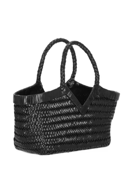 Geantă shopper Vipera din piele țesută negru