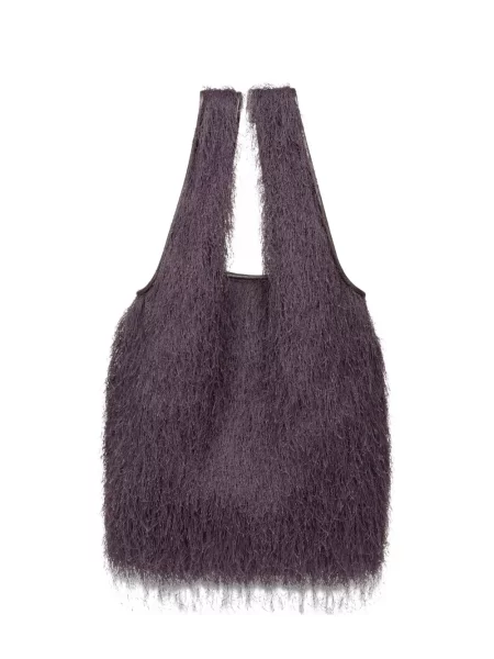 Shopperka Dries Van Noten z falbankami fioletowa