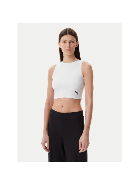 Top Puma Wardrobe Essentials Ribbed Crop Top PUMA White XS λευκό