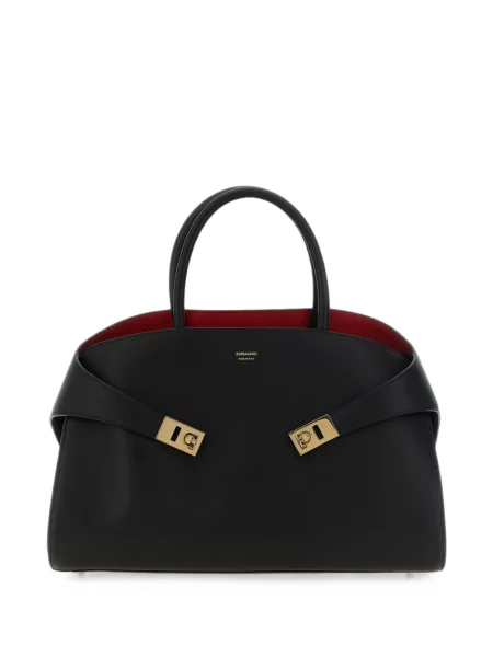 Geantă shopper Ferragamo cu cataramă negru