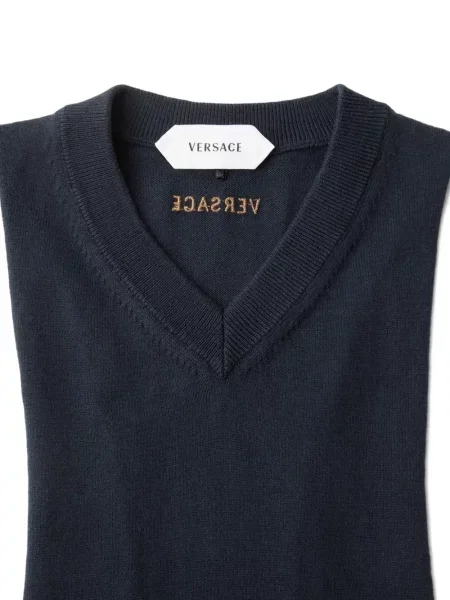 Риза Versace с V-образно деколте синьо