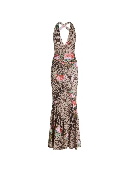 Rochie maxi Roberto Cavalli cu model floral cu imagine
