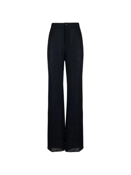 Lniane spodnie Dolce And Gabbana biznesowe niebieskie
