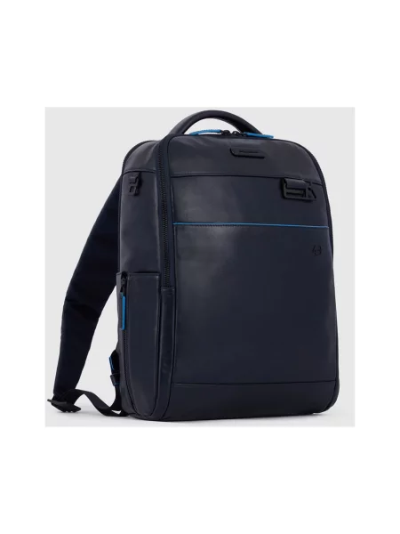 Plecak na laptopa Piquadro skórzany niebieski