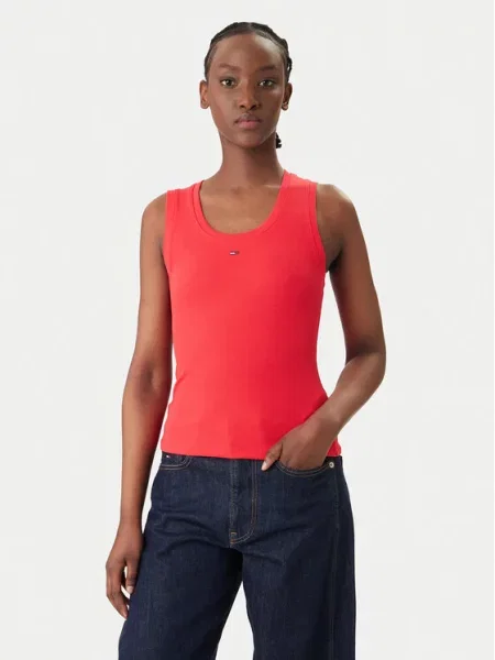 Tommy Jeans Felső Essential Piros fehér