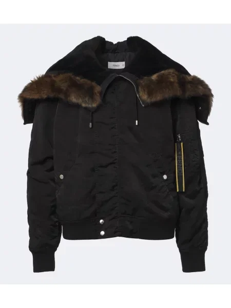 Geacă Fendi din piele de oaie negru