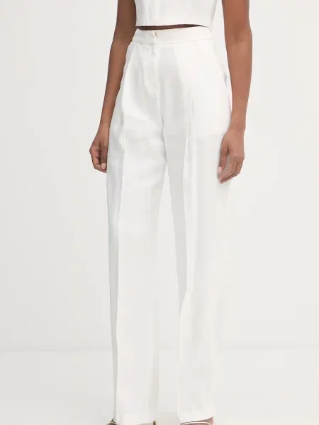 Elisabetta Franchi hlače od odijela ženske lanene bež