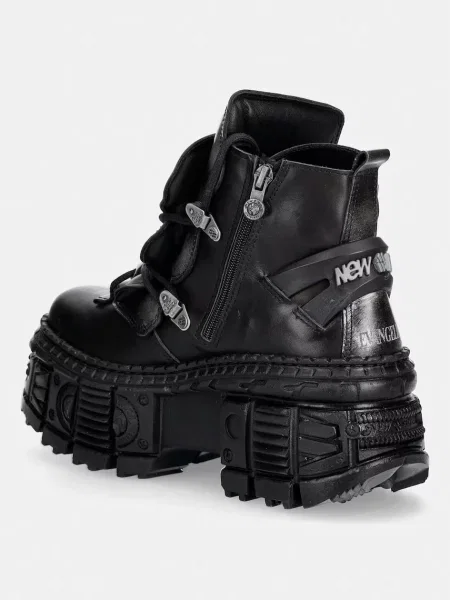 New Rock workery na platformie skórzane CRUST NEGRO + ANTIK ACERO + IMPERFECT TANK NEGRO TORNILLOS szare