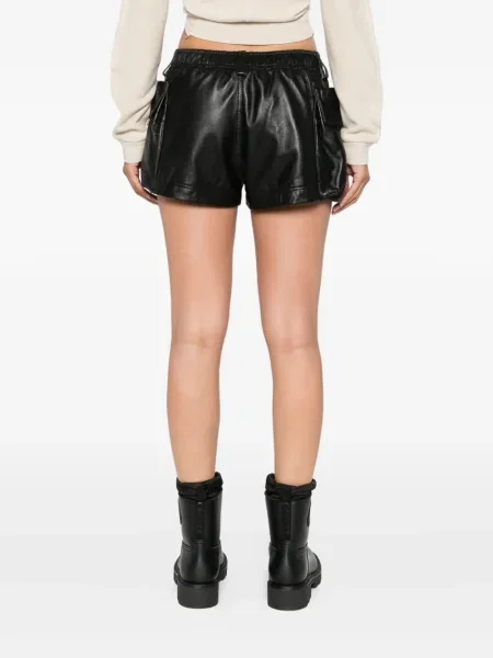 Pantaloni scurți R13 din piele negru