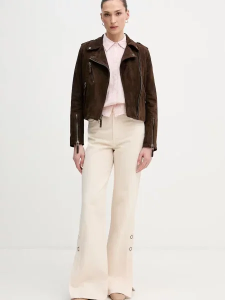 Blauer o jachetă biker din piele întoarsă CHERRY maro