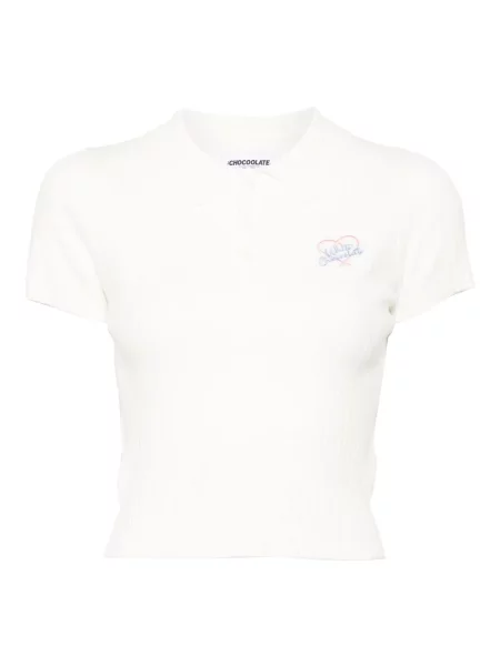 Polo Chocoolate cu broderie alb