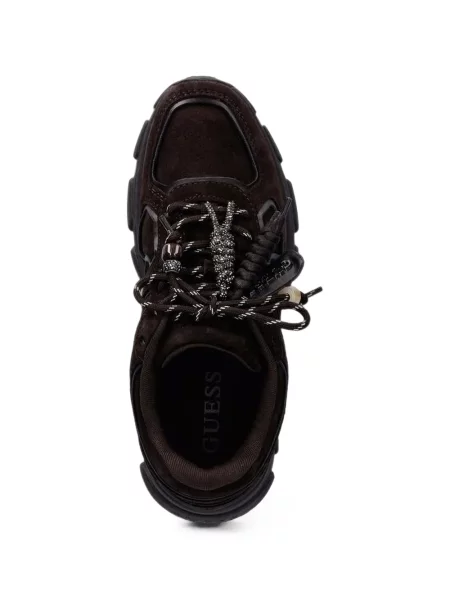 Sneakerși Guess din piele de căprioară maro