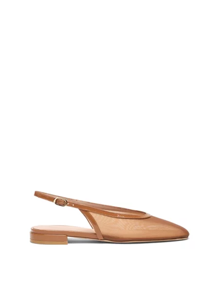 Balerinki Stuart Weitzman z otwartą piętą brązowe