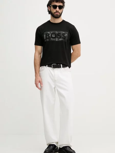 BOSS Tricou Ts Globe Logopattern negru