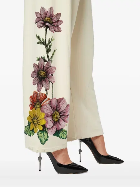 Pantaloni Philipp Plein cu broderie cu model floral