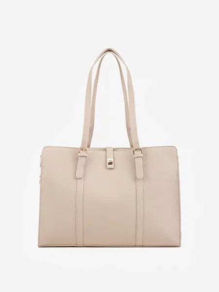 Ciemnobeżowa Elegancka Torebka Aktówka z Regulowanym Paskiem Crossbody Paliphae beżowa
