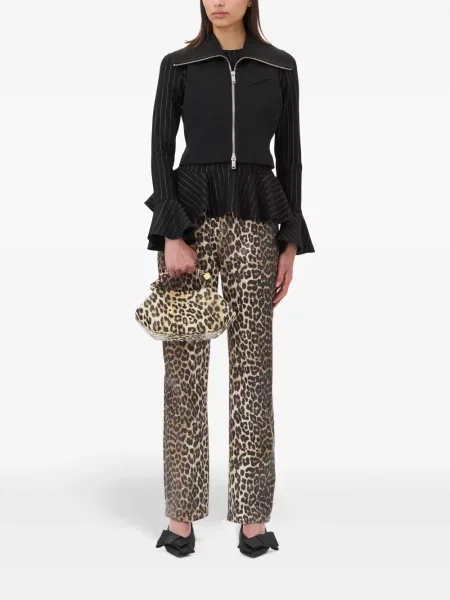 Pantaloni Ganni cu imagine cu model leopard maro