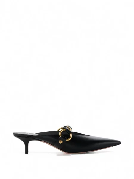 Papuci tip mules Balenciaga din piele cu tepi negru