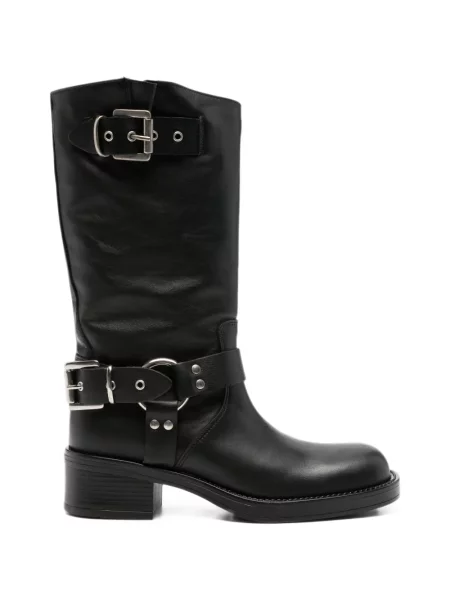 Botine Gisel B cu cataramă cu bretele negru