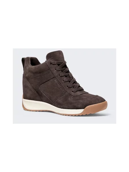 Sneakersy Michael Kors zamszowe na koturnie brązowe