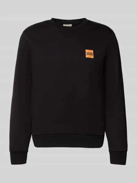 Sweter z dzianiny z prążkowanymi wykończeniami model ‘NORREBRO’ Jack & Jones czarny