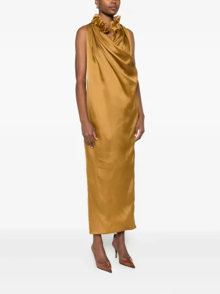 Maksi sukienka maxi Khaite drapowana garniturowa żółta