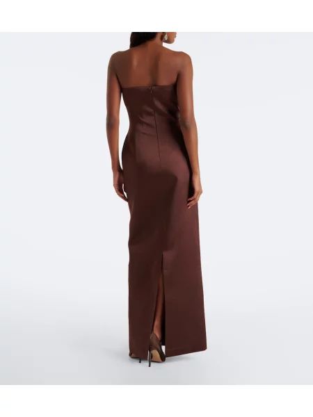 Satenska obleka The New Arrivals Ilkyaz Ozel rjava