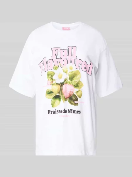 T-shirt o kroju loose fit z nadrukiem z motywem model MILLOW' Jjxx biała