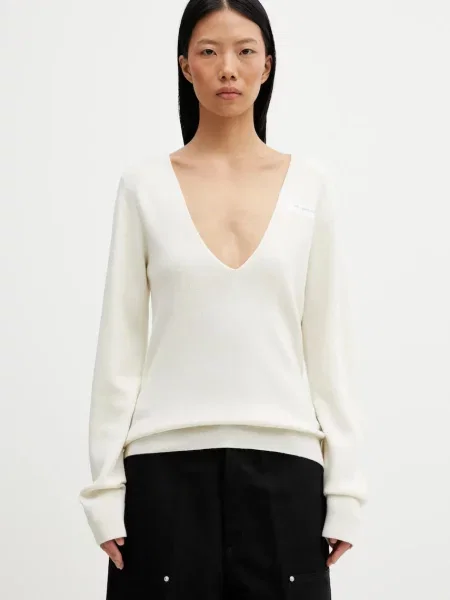 Maison Margiela pulover din amestec de lână bej