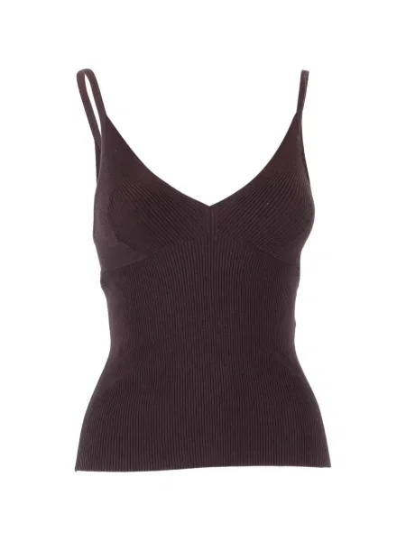 Top P.a.r.o.s.h. cu decolteu în V maro