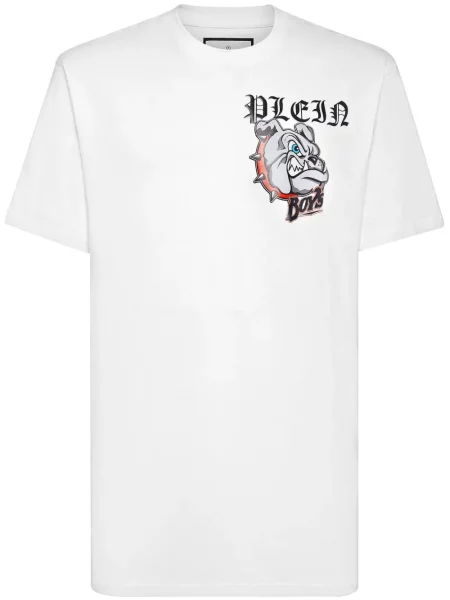 Tricou grafic Philipp Plein cu imagine alb