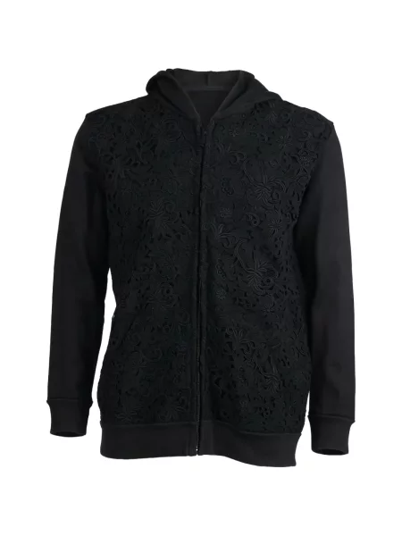 Суичър с качулка Valentino Garavani с дантела черно