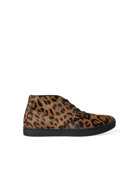 Botki Dolce And Gabbana z nadrukiem w panterkę brązowe