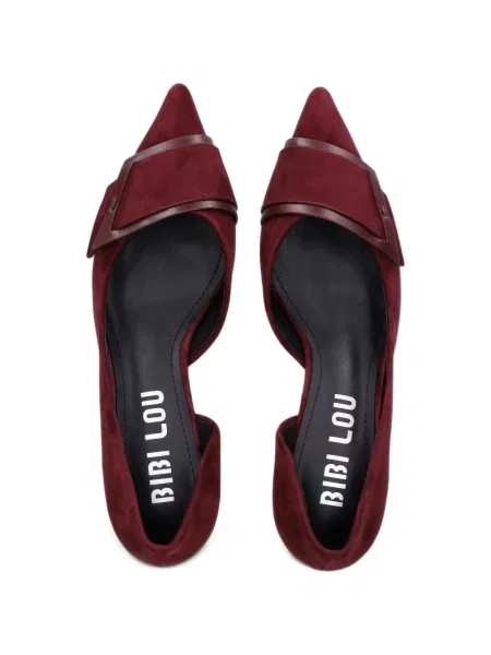 Pantofi cu toc Bibi Lou din piele de căprioară roșu