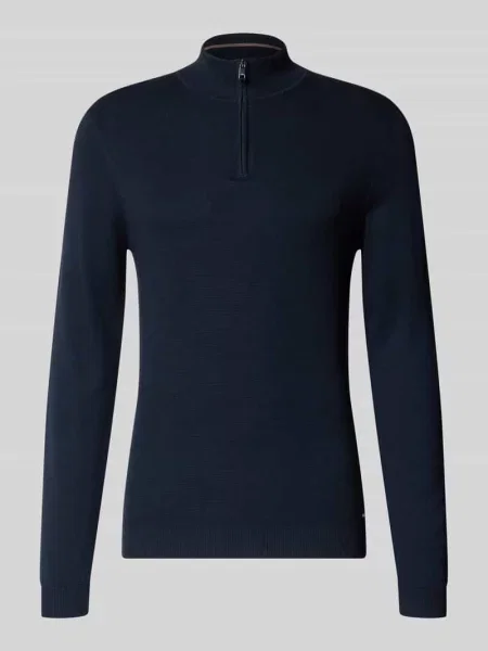 Sweter z dzianiny o kroju slim fit z mieszanki bawełny z dodatkiem Roy Robson granatowy