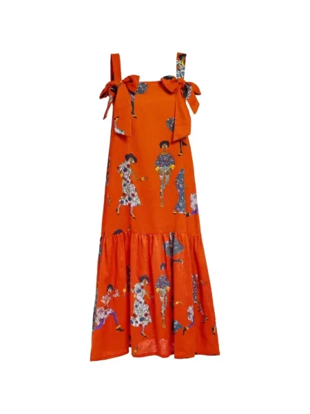 Rochie midi A.nty Story cu funde portocaliu